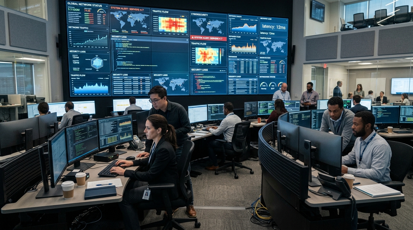A massive, high-tech command center interface